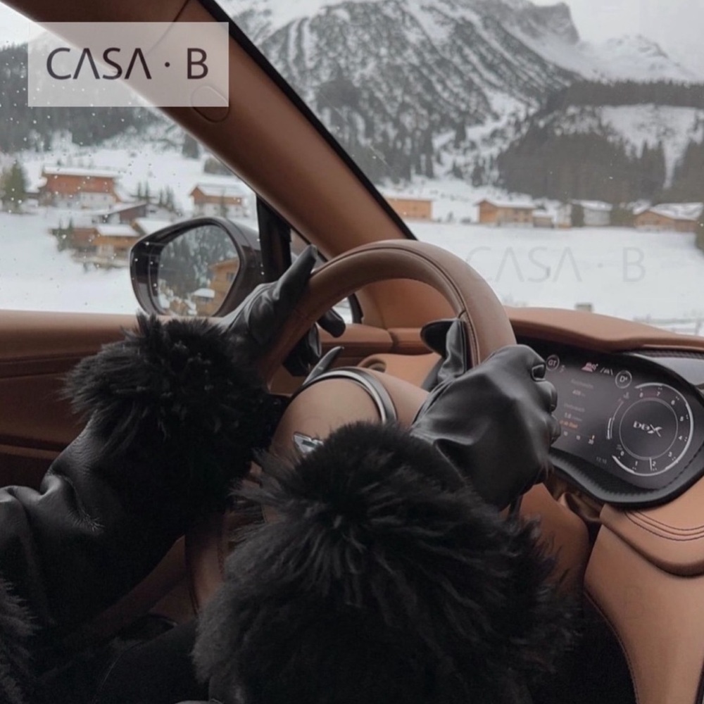 NEW💫 to CASA B | St. Moritz Black Vegan Leather Gloves with Faux Fur Trim